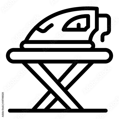 Ironing board and iron icon. Outline ironing board and iron vector icon for web design isolated on white background
