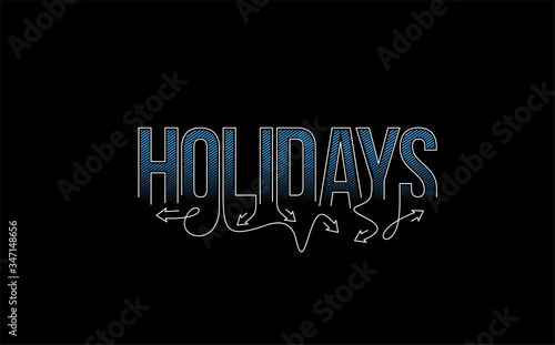 Holidays Calligraphic line art Text shopping poster vector illustration Design.