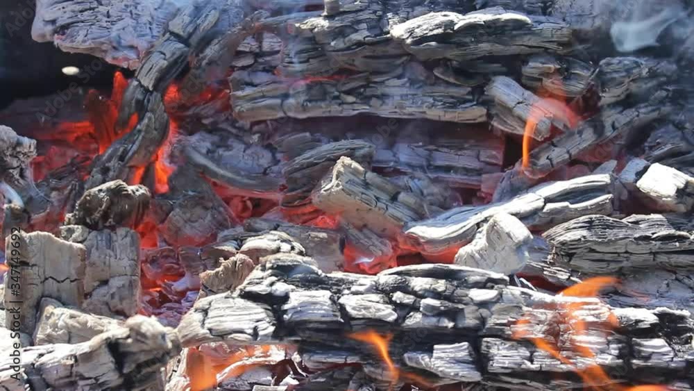 the wood burns with orange and red flames, turning into coals. beautiful fire in nature and comfort next to the fireplace the wood burns with orange and red flames, turning into coals. beautiful fire in nature and comfort next to the fireplace