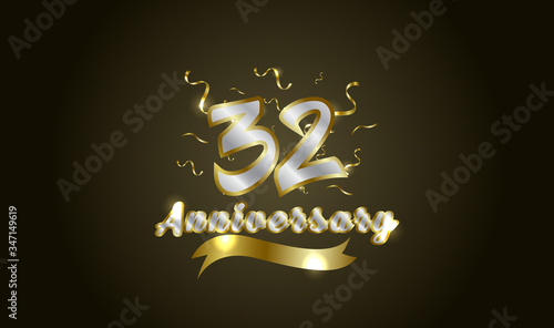 Anniversary celebration background. with the 32nd number in gold and with the words golden anniversary celebration.