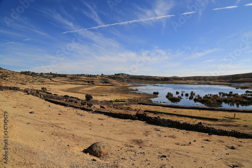 Laguna Umayo near the splendid archaeological site of Sillustani  Peru