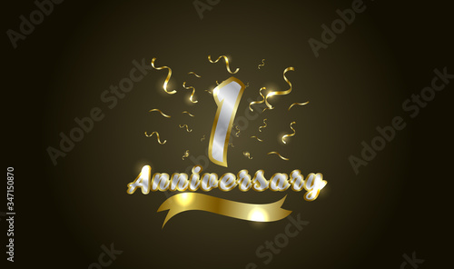 Anniversary celebration background. with the 1st number in gold and with the words golden anniversary celebration.