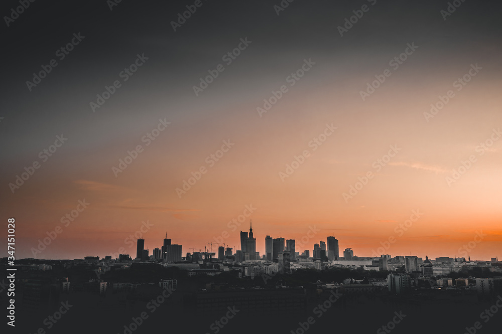 Warsaw Panorama during sunset