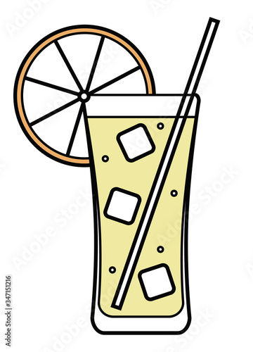 Colorful vector orange, orange and yellow stylized long island iced tea cocktail illustration. For card, poster, banner or restaurant menu for beach party event, website or blog drink receipe