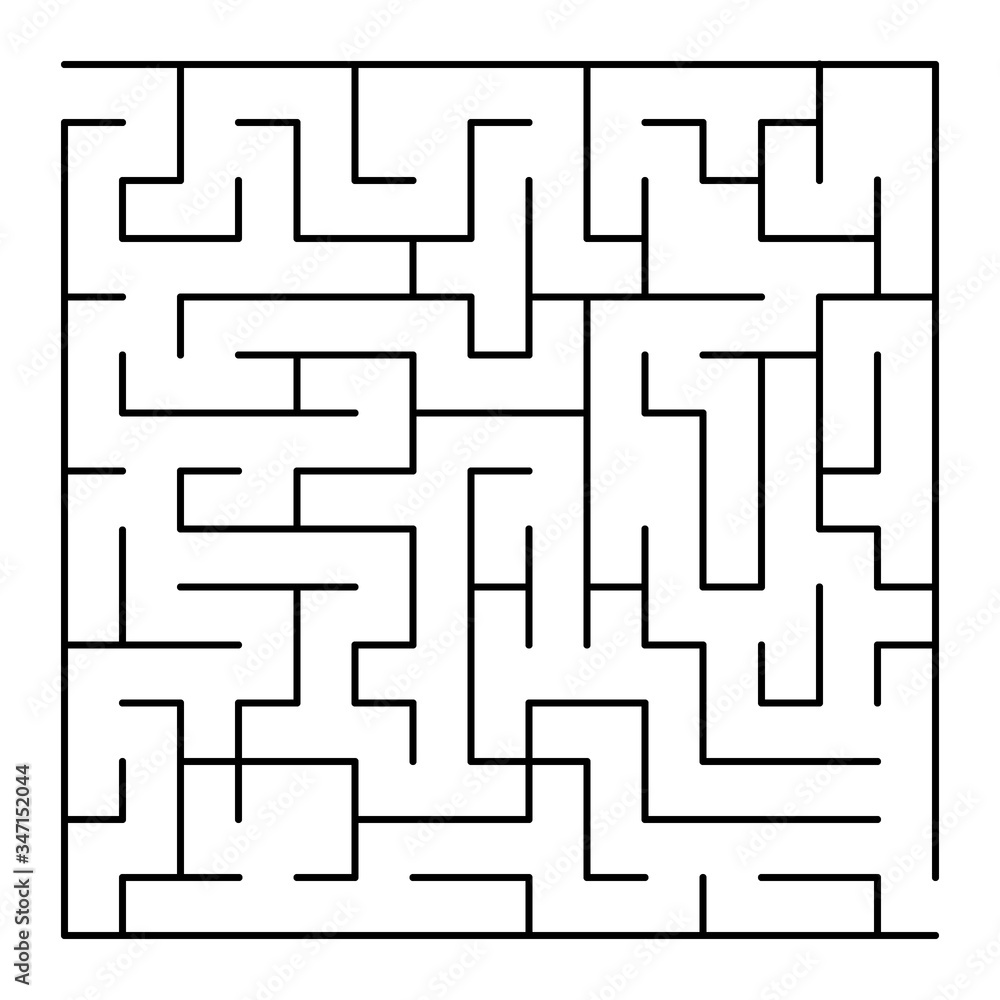 White vector template with a black maze, puzzle. Illustration for puzzle, labyrinth books, magazines isolated on a white background. 