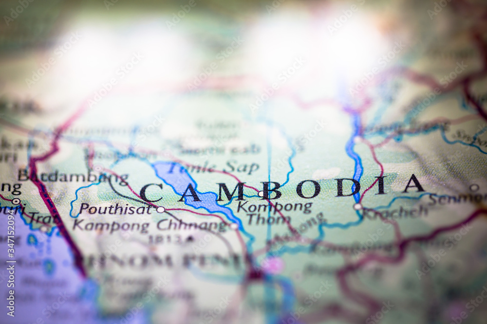 In Which Continent Is Cambodia Geographical Map Location Of Country Cambodia In Asia Continent On Atlas  Stock Photo | Adobe Stock