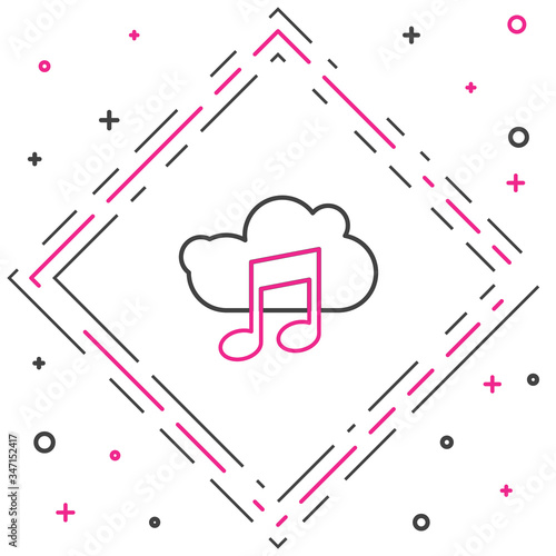Line Music streaming service icon isolated on white background. Sound cloud computing, online media streaming, song, audio wave. Colorful outline concept. Vector Illustration