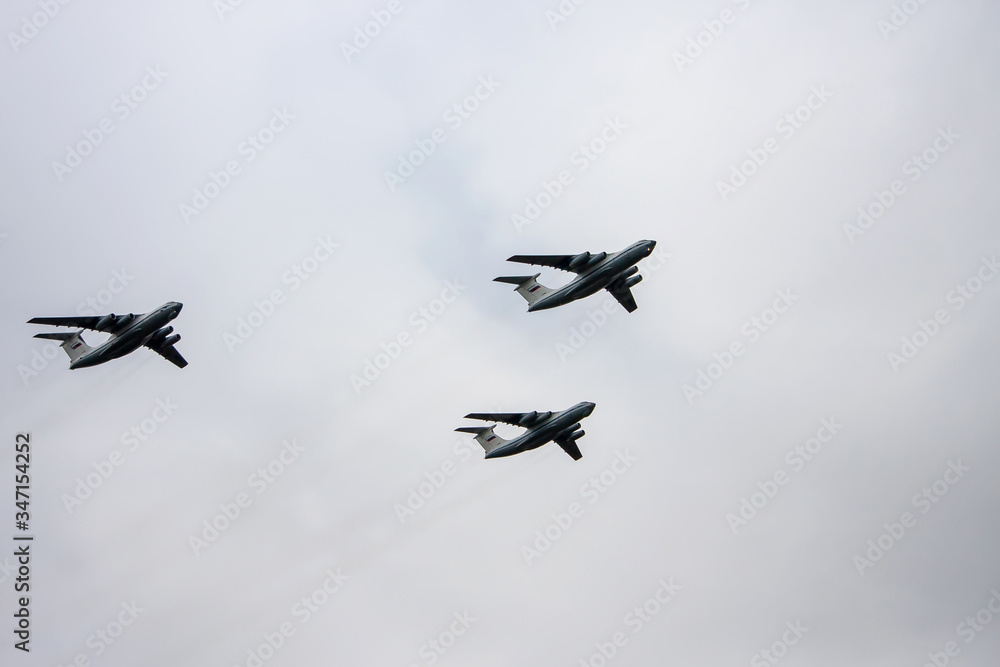 Combat aircraft fly in formation on May 9 Victory Parade Combat aircraft fly in formation on May 9 Victory Parade