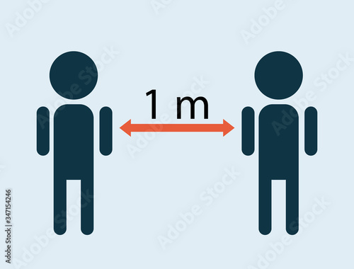 Social distance vector illustration. Self quarantine. Icons of people keeping a distance. Allowed distance.