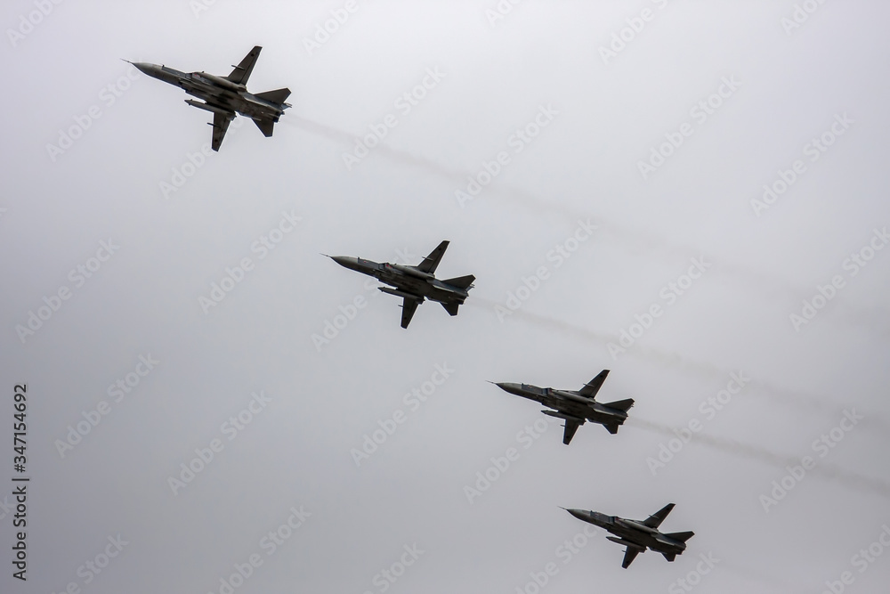 Combat aircraft fly in formation on May 9 Victory Parade Combat aircraft fly in formation on May 9 Victory Parade