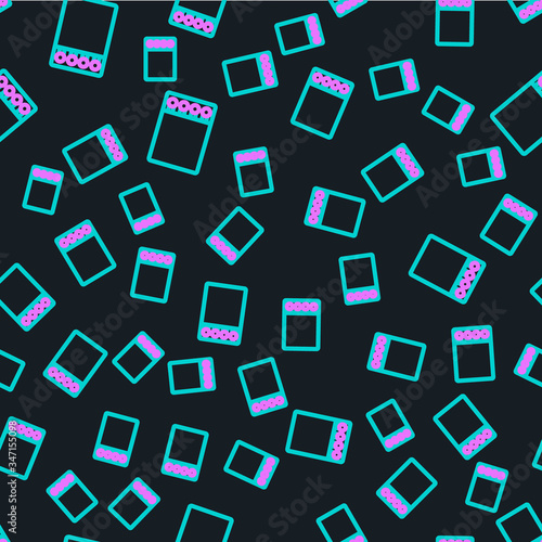 Line Open matchbox and matches icon isolated seamless pattern on black background.  Vector Illustration