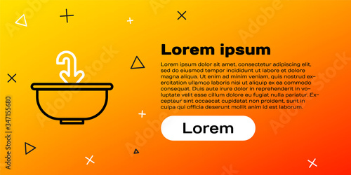 Line Washbasin with water tap icon isolated on yellow background. Colorful outline concept. Vector Illustration