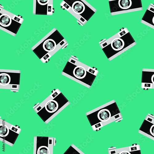 pattern. cameras on a blue background. flat style technologies
