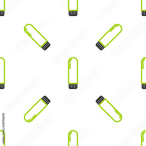 Line Dildo vibrator for sex games icon isolated seamless pattern on white background. Sex toy for adult. Vaginal exercise machines for intimate.  Vector Illustration