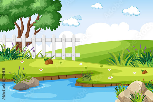Background scene with pond in the park