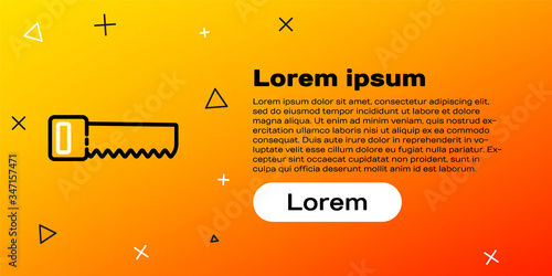 Line Hand saw icon isolated on yellow background. Colorful outline concept. Vector Illustration