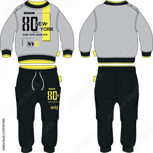 Boys sport suit set hoodie plus jogger pants design temlate