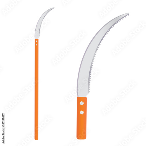 Pruning saw isolated on white background. Vector illustration of garden tools.