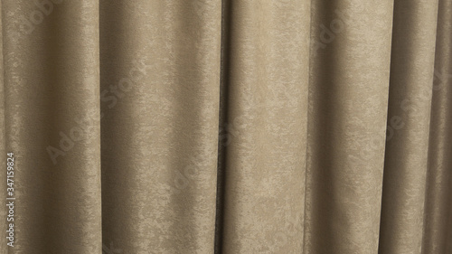 Brown curtain. Vertical lines. Abstract Texture Fabric Background. Macro shooting, closeup