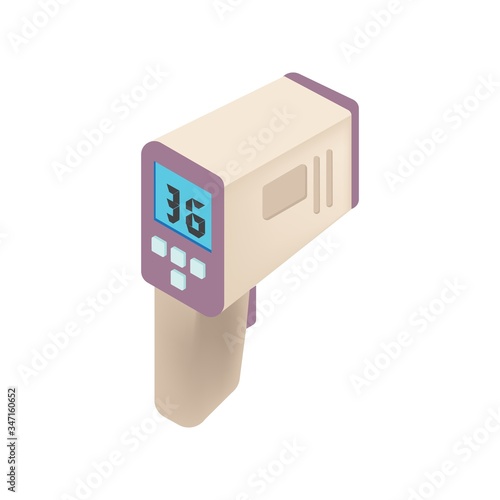 Temperature Gun Non Contact Infrared Thermometer Isometric Medical Equipment Vector Illustration