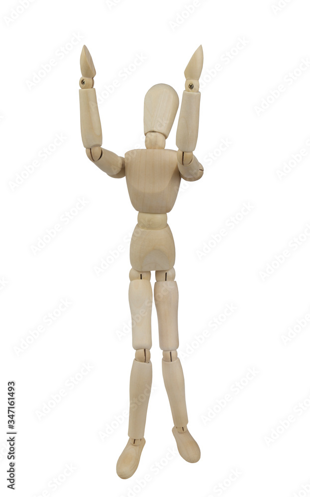 Wooden mannequin isolated on white background Wooden mannequin isolated on white background