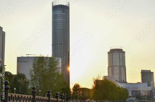sunset over the city