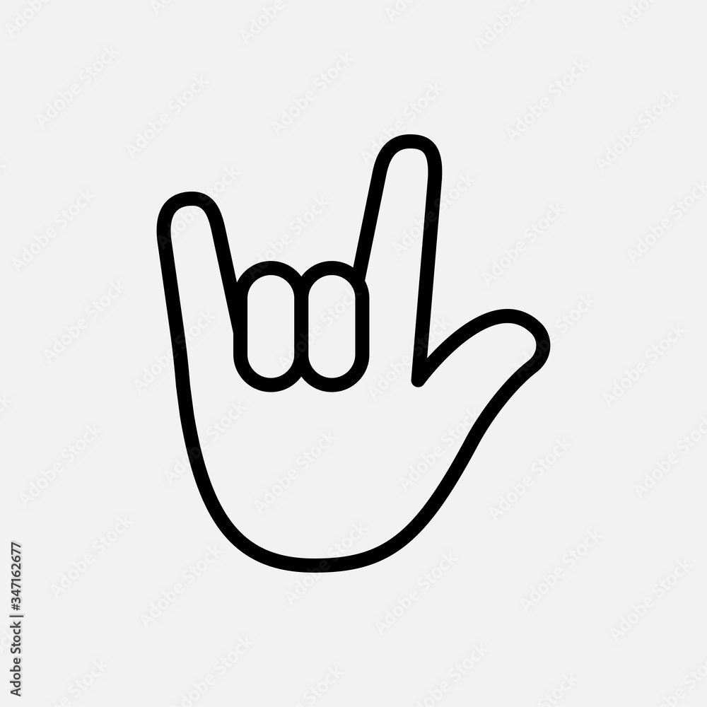 rock and roll hand gesture, heavy metal line icon rock and roll hand gesture, heavy metal line icon