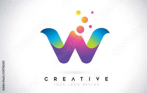 Dots Letter W Logo. W Letter Design Vector with Dots.Vector Lettering Illustration of a Colorful Alphabet with Bubbles.
