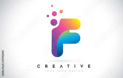 Dots Letter F Logo. F Letter Design Vector with Dots.Vector Lettering Illustration of a Colorful Alphabet with Bubbles.