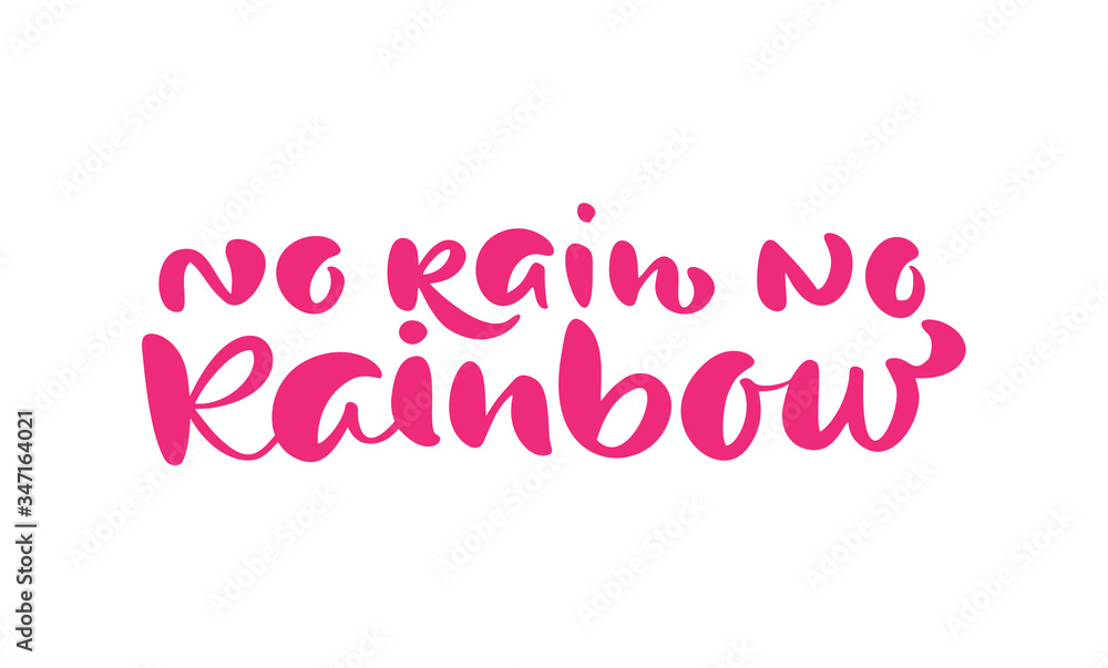 No rain no Rainbow calligraphy lettering text for social media content. Vector hand drawn illustration design for style poster, t shirt print, post card, video blog cover