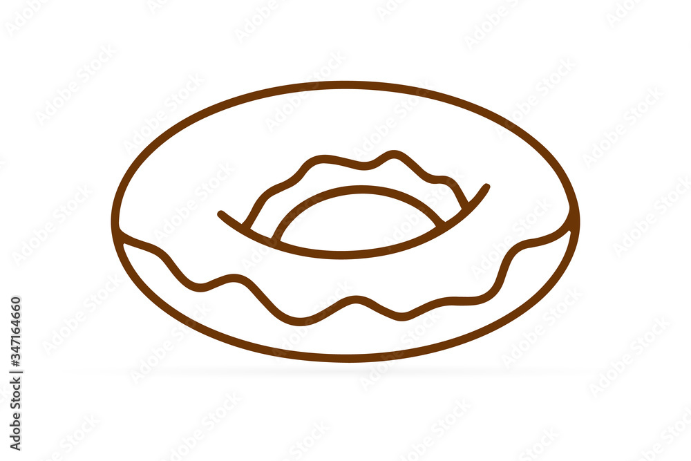 Doodle donut icon isolated on white. Sketch food for coloring page book. Outline logo design. Vector stock illustration Doodle donut icon isolated on white. Sketch food for coloring page book. Outline logo design. Vector stock illustration