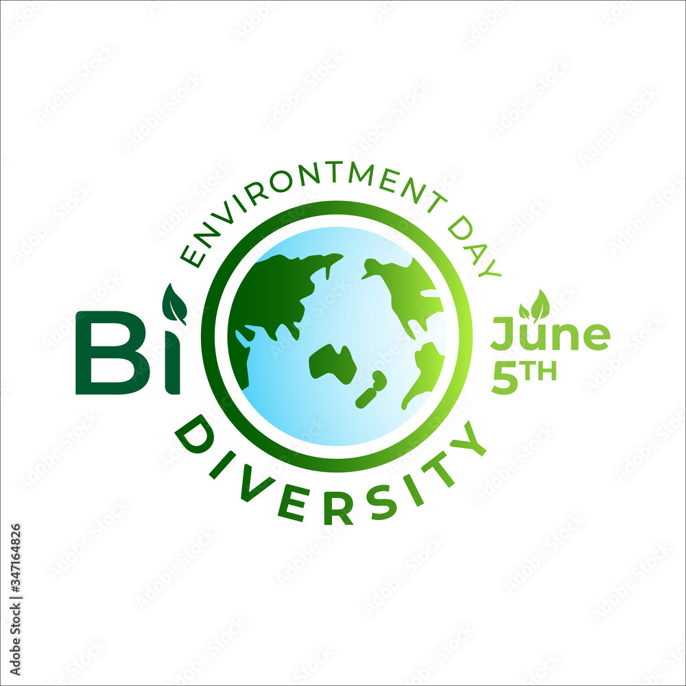 BIODIVERSITY typography design with green color for environment day event