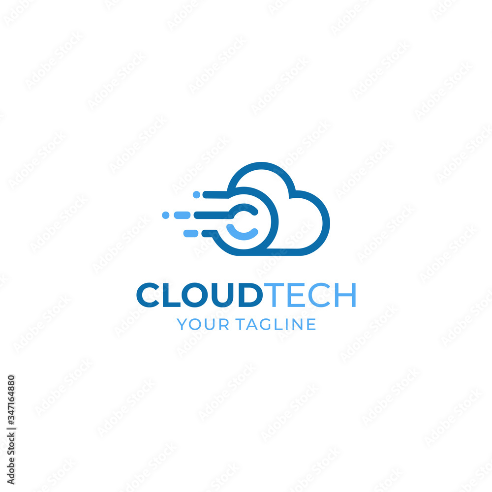 cloud tech logo vector design template