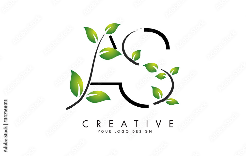 Leaf Letters AS A S Logo Design with Green Leaves on a Branch. Letters AS with nature concept. Leaf Letters AS A S Logo Design with Green Leaves on a Branch. Letters AS with nature concept.