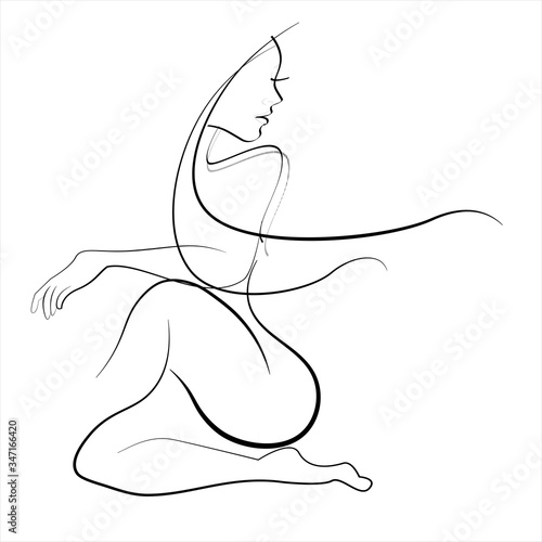 profile of a girl contour drawing lineart. logo beauty salon. vector illustration isolated white background. empty space for text. lettering the words beauty.