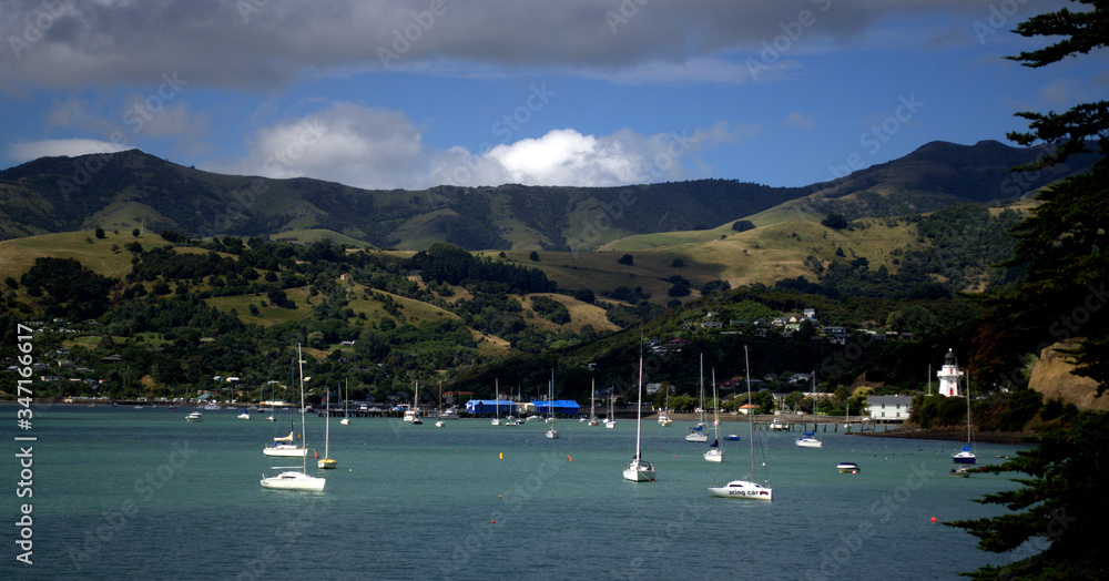 Akaroa Harbour, Banks Peninsula, Canterbury region, South Island, New Zealand