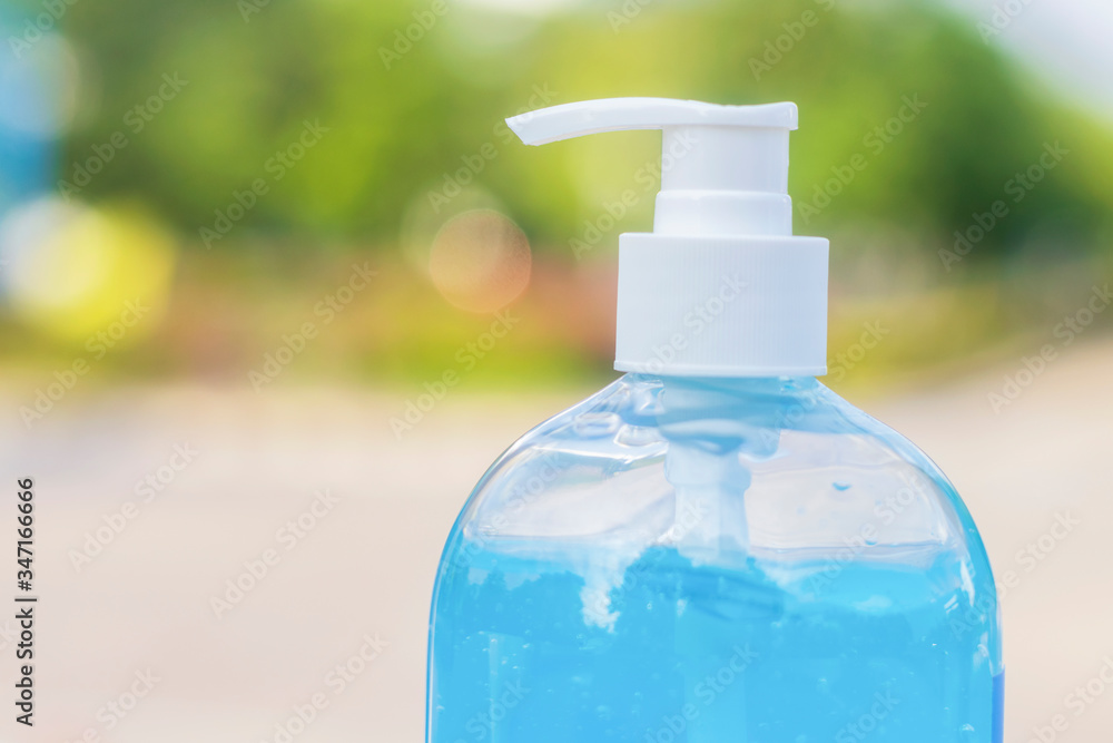 Hand sanitizer gel prevent the spread of the corona virus COVID-19 on bokeh background. Health care concept Hand sanitizer gel prevent the spread of the corona virus COVID-19 on bokeh background. Health care concept