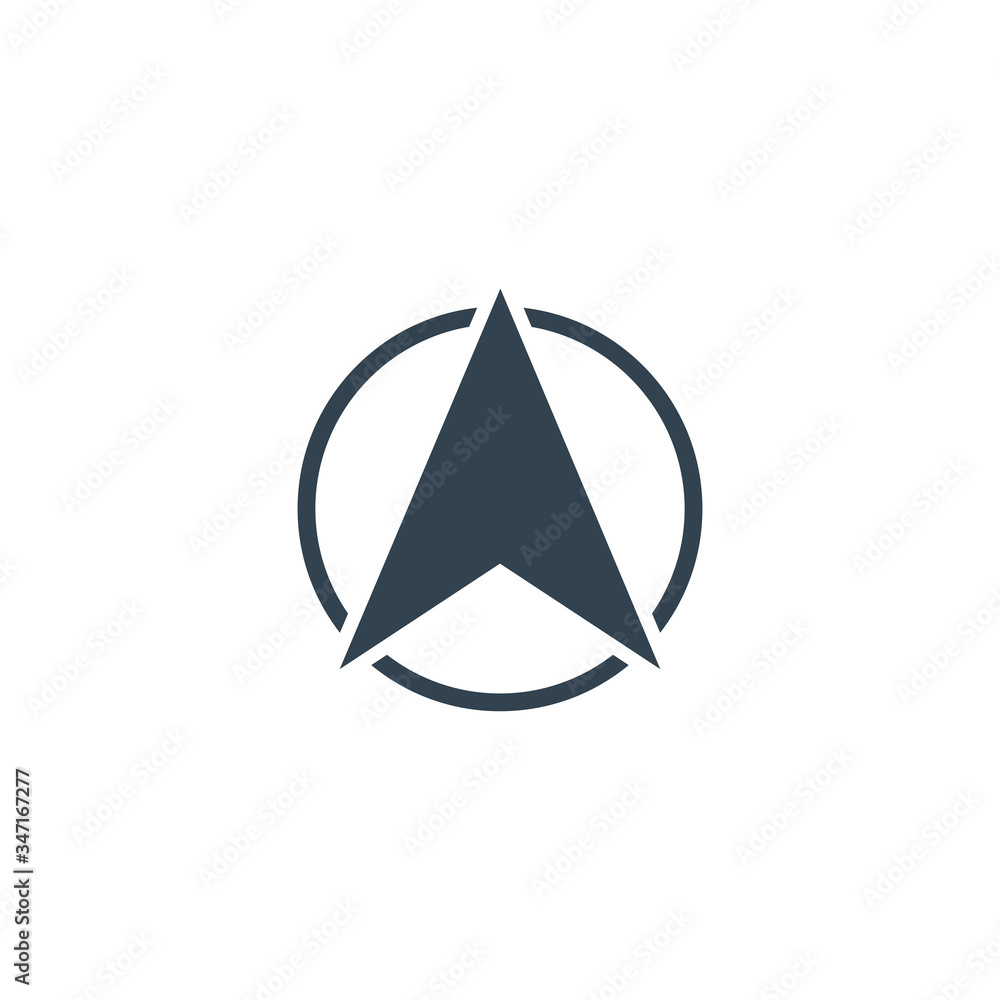 North arrow icon or N direction and navigation point symbol. Vector