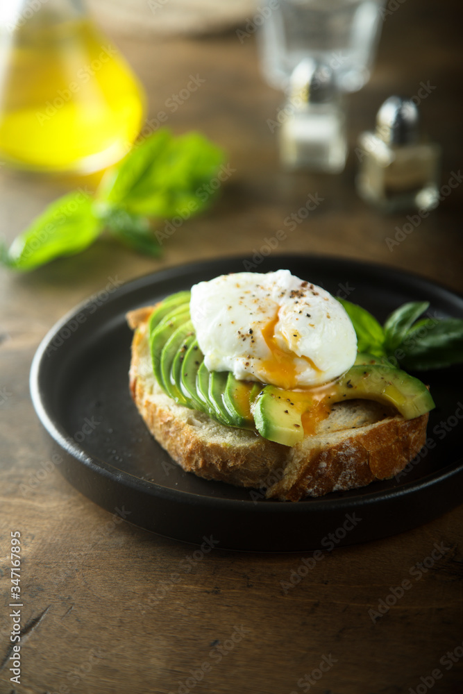 Avocado toast with poached egg Avocado toast with poached egg