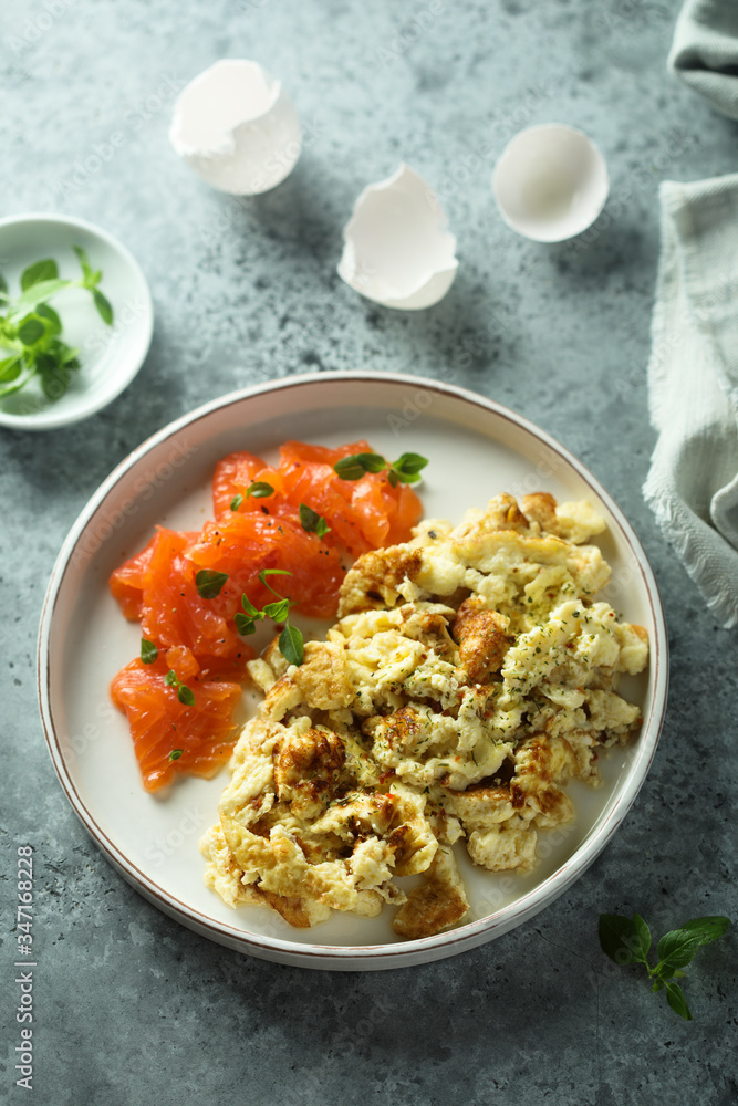Scrambled eggs with smoked salmon Scrambled eggs with smoked salmon