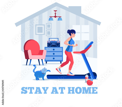 Stay at home. Working from home concept, stay at home on quarantine during the Coronavirus Epidemic