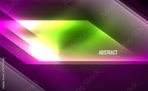 Dynamic neon shiny abstract background. Trendy abstract layout template for business or technology presentation, internet poster or web brochure cover, wallpaper