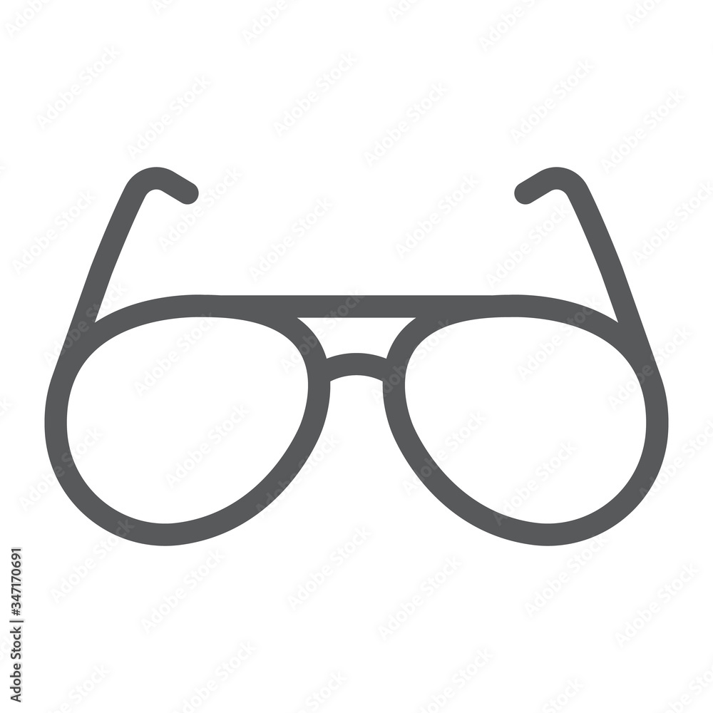 Sun glasses line icon, summer and beach, eyeglasses sign vector graphics, a linear icon on a white background, eps 10. Sun glasses line icon, summer and beach, eyeglasses sign vector graphics, a linear icon on a white background, eps 10.