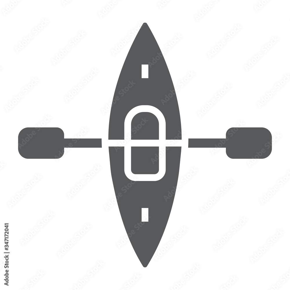 Kayak glyph icon, tourism and canoe, rowing boat sign vector graphics, a solid icon on a white background, eps 10. Kayak glyph icon, tourism and canoe, rowing boat sign vector graphics, a solid icon on a white background, eps 10.