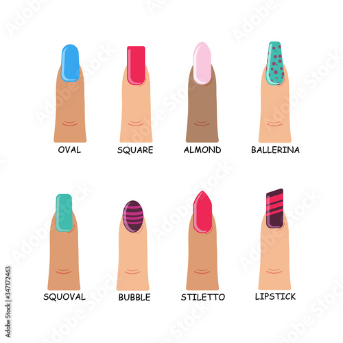 Different shapes nails.