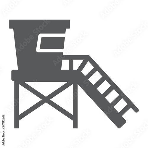 Lifeguard tower glyph icon, tourism and beach, beach lifeguard sign vector graphics, a solid icon on a white background, eps 10.
