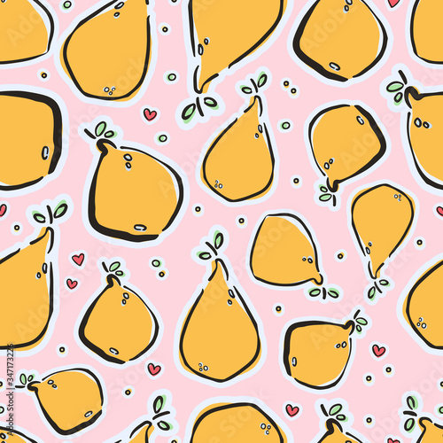 Colorful hand-drawn lemons in vector seamless pattern. Contemporary cute bright summer background with trendy colors