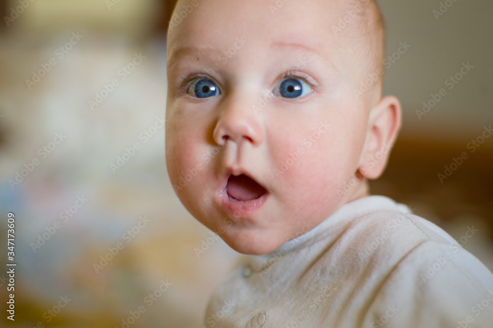 Caucasian toddler cute infant baby boy astonished amazed Caucasian toddler cute infant baby boy astonished amazed