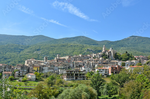 Panoramic view of Cusano Mutri  village in the province of avellino  Italy