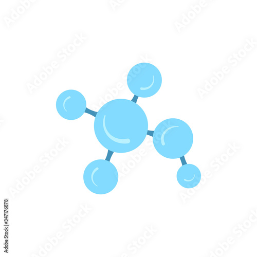 Molecular model icon isolated on white background. Group of atoms bonded together, chemical compound, physics, organic chemistry, biochemistry element. Flat style vector illustration.
